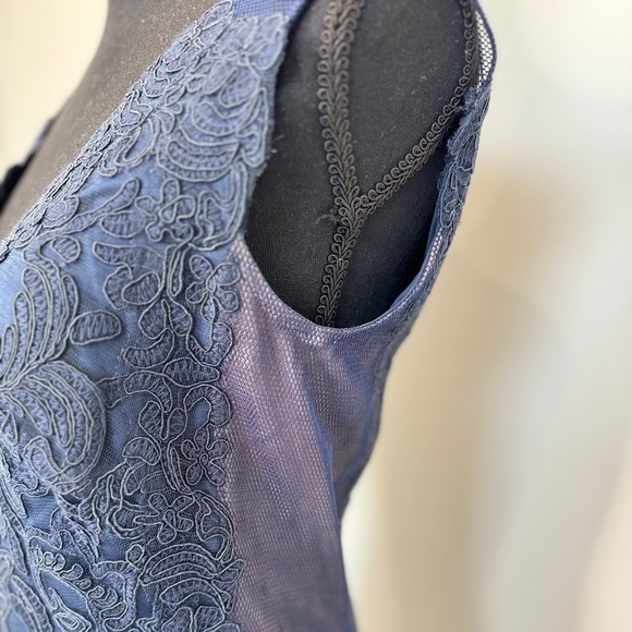 Tadashi Shoji Blue Lace Fit & Flare Midi Sleeveless Dress (Sz 6) - Picture 6 of 11